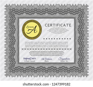 Grey Awesome Certificate template. Excellent design. With background. Vector illustration. 