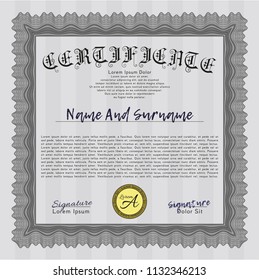 Grey Awesome Certificate template. Good design. Customizable, Easy to edit and change colors. With complex linear background. 