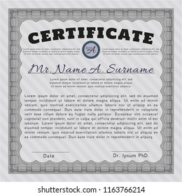 Grey Awesome Certificate template. Good design. With great quality guilloche pattern. Detailed. 