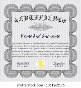 Grey Awesome Certificate template. Good design. Easy to print. Vector illustration. 