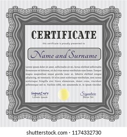 Grey Awesome Certificate template. With great quality guilloche pattern. Sophisticated design. Customizable, Easy to edit and change colors. 