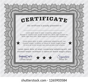 Grey Awesome Certificate template. With great quality guilloche pattern. Sophisticated design. Vector illustration. 