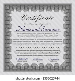 Grey Awesome Certificate template. With great quality guilloche pattern. Nice design. Customizable, Easy to edit and change colors. 