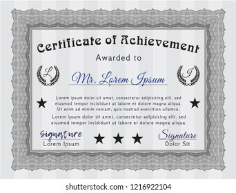 Grey Awesome Certificate template. With guilloche pattern. Money Pattern. Detailed. 