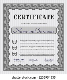 Grey Awesome Certificate template. With guilloche pattern and background. Superior design. Vector illustration. 
