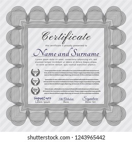 Grey Awesome Certificate template. With guilloche pattern. Detailed. Cordial design. 