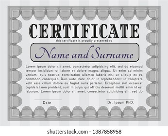 Grey Awesome Certificate template. With guilloche pattern and background. Artistry design. Customizable, Easy to edit and change colors. 