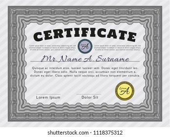 Grey Awesome Certificate template. With linear background. Money Pattern design. Customizable, Easy to edit and change colors. 