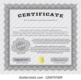 Grey Awesome Certificate template. With linear background. Good design. Vector illustration. 