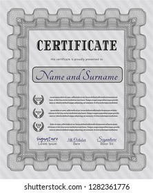 Grey Awesome Certificate template. With linear background. Customizable, Easy to edit and change colors. Cordial design. 