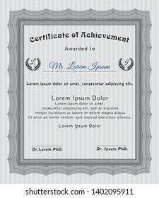Grey Awesome Certificate template. Lovely design. Vector illustration. With background. 