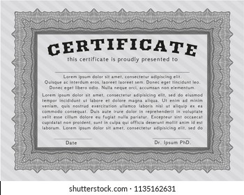 Grey Awesome Certificate template. Modern design. With guilloche pattern and background. Detailed. 