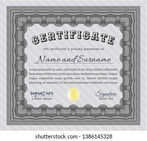 Grey Awesome Certificate template. Modern design. Customizable, Easy to edit and change colors. With guilloche pattern and background. 
