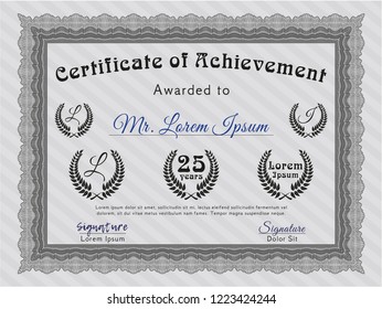 Grey Awesome Certificate template. Money style design. Easy to print. Vector illustration. 