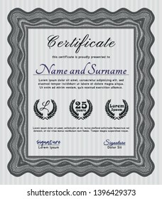 Grey Awesome Certificate template. Money Pattern design. With linear background. Customizable, Easy to edit and change colors. 