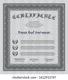 Grey Awesome Certificate template. Money Pattern. Customizable, Easy to edit and change colors. With complex linear background. 