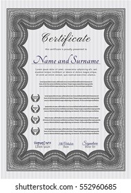 Grey Awesome Certificate template. Money design. Customizable, Easy to edit and change colors. With guilloche pattern and background. 