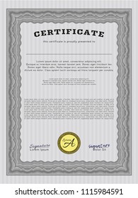 Grey Awesome Certificate template. Nice design. With guilloche pattern and background. Customizable, Easy to edit and change colors. 
