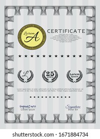 Grey Awesome Certificate template. Nice design. Vector illustration. Easy to print. 