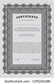 Grey Awesome Certificate template. Perfect design. With great quality guilloche pattern. Detailed. 