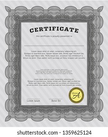 Grey Awesome Certificate template. Printer friendly. Money style design. Customizable, Easy to edit and change colors. 