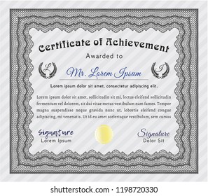 Grey Awesome Certificate template. With quality background. Cordial design. Vector illustration. 