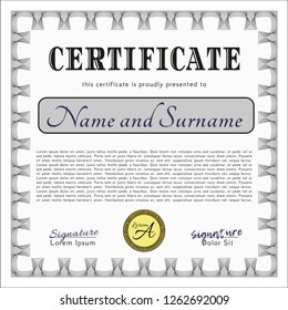 Grey Awesome Certificate template. With quality background. Lovely design. Customizable, Easy to edit and change colors. 