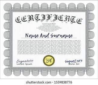 Grey Awesome Certificate template. With quality background. Customizable, Easy to edit and change colors. Money design. 