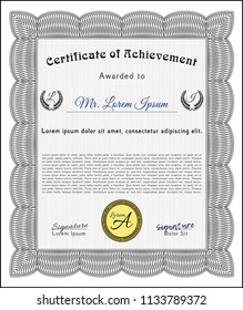 Grey Awesome Certificate template. Retro design. Customizable, Easy to edit and change colors. With guilloche pattern and background. 