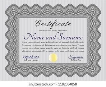 Grey Awesome Certificate template. Retro design. Vector illustration. With complex background. 