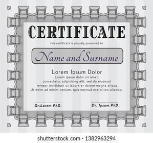 Grey Awesome Certificate template. Retro design. Complex background. Detailed. 