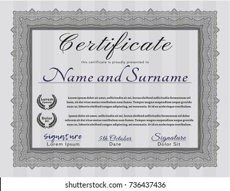 Grey Awesome Certificate template. Retro design. Printer friendly. Detailed. 