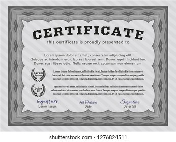 Grey Awesome Certificate template. Sophisticated design. Vector illustration. With quality background. 