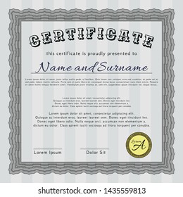 Grey Awesome Certificate template. Sophisticated design. Customizable, Easy to edit and change colors. With background. 