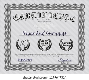 Grey Awesome Certificate template. Superior design. Customizable, Easy to edit and change colors. With guilloche pattern. 