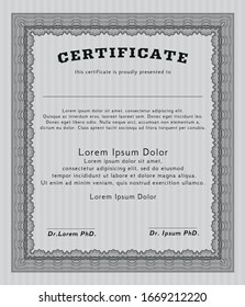 Grey Awesome Certificate template. Superior design. With background. Detailed. 