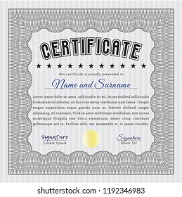 Grey Awesome Certificate template. Vector illustration. With complex background. Artistry design. 