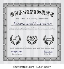 Grey Awesome Certificate template. Vector illustration. Printer friendly. Money Pattern design. 