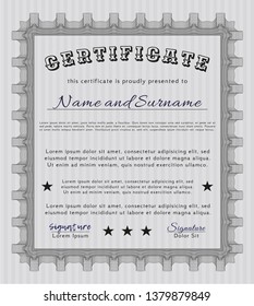 Grey Awesome Certificate template. Vector illustration. With guilloche pattern and background. Perfect design. 