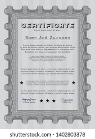 Grey Awesome Certificate template. Vector illustration. With quality background. Nice design. 