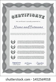 Grey Awesome Certificate template. Vector illustration. Printer friendly. Money style design. 