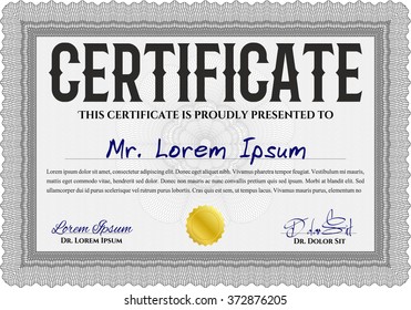 Grey Awesome Certificate templateMoney Pattern. Award. With great quality guilloche pattern. 