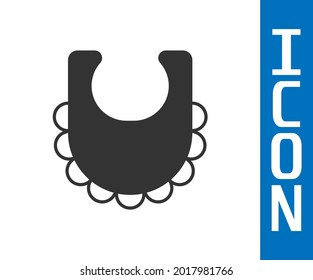 Grey Baby bib icon isolated on white background.  Vector