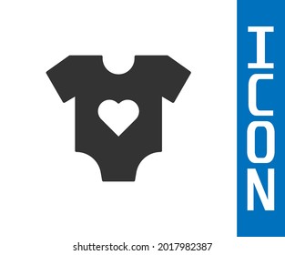 Grey Baby clothes icon isolated on white background. Baby clothing for baby girl and boy. Baby bodysuit.  Vector