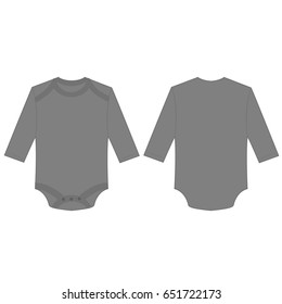 grey baby long sleeve back and front bodysuit isolated vector