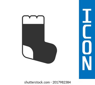 Grey Baby socks clothes icon isolated on white background.  Vector