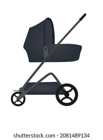 Grey baby stroller. vector illustration