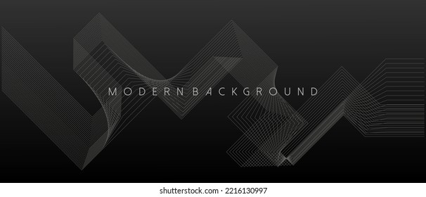 Fondo gris con líneas abstractas geométricas y onduladas. Ilustración vectorial
