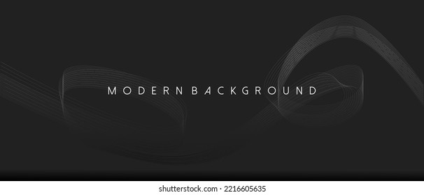 Grey background with abstract geometric and wavy lines design. Vector illustration