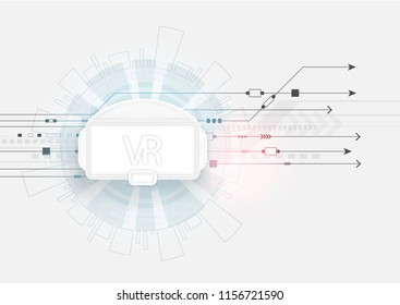 A grey background Abstract innovation of technology, virtual reality glasses.
